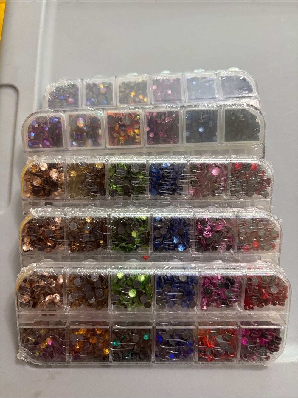5 packs Multicolor Nail Art Rhinestone Gems + Stickers